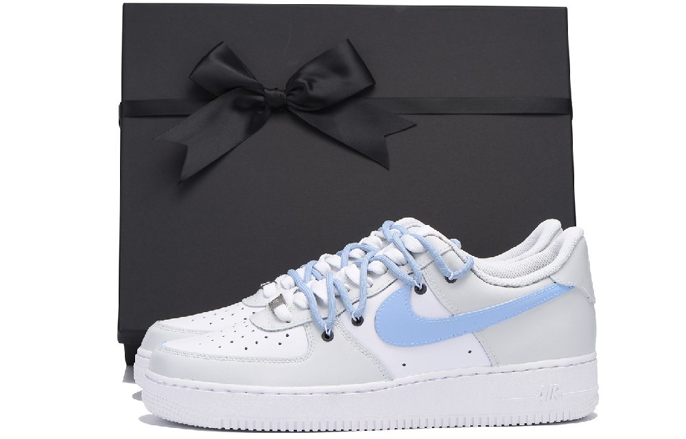 Nike Air Force 1 Chestnut Slip-Resistant Coverage Low-Top Skateboard Shoes Men's Gray Blue