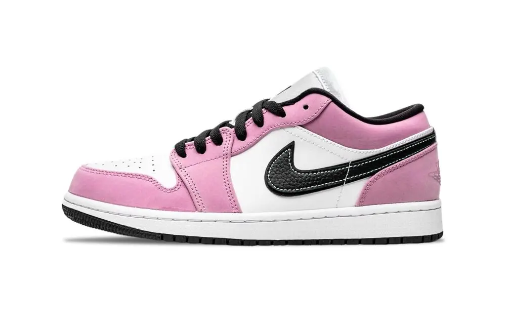 Jordan Air Jordan 1 Blackberry Powderberry Support Low top Vintage Basketball Shoes Unisex Pink Black