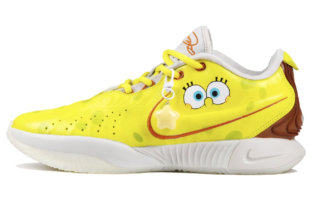 Nike Lebron 21 Akoya Cushioned Slip-Resistant Mid-Top Basketball Shoes Unisex Yellow Pink