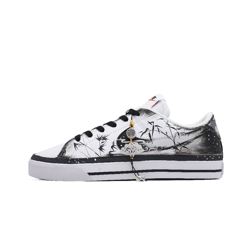 Nike Court Legacy Ink Bamboo Wear resistant And Lightweight Low Top Skateboard Shoes Unisex White Black