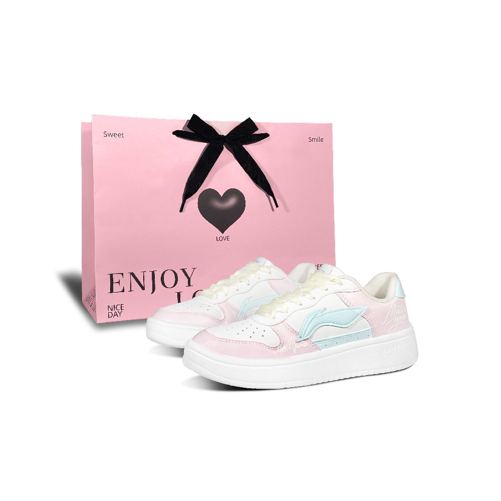 LiNing Pontoon Boats Slip Resistant, Abrasion Resistant, Breathable Low Top Skateboard Shoes Women's Pink Green