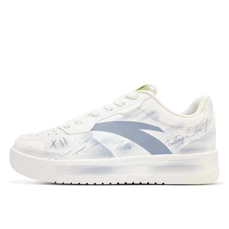 Anta Life Collection Slip-Resistant Cushioning Wear-Resistant Low-Top Skateboard Shoes Men's White Blue