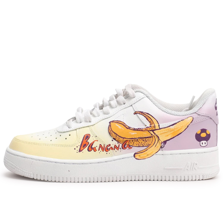 Nike Air Force 1 Low Top Skateboard Shoes Unisex Yellow Purple