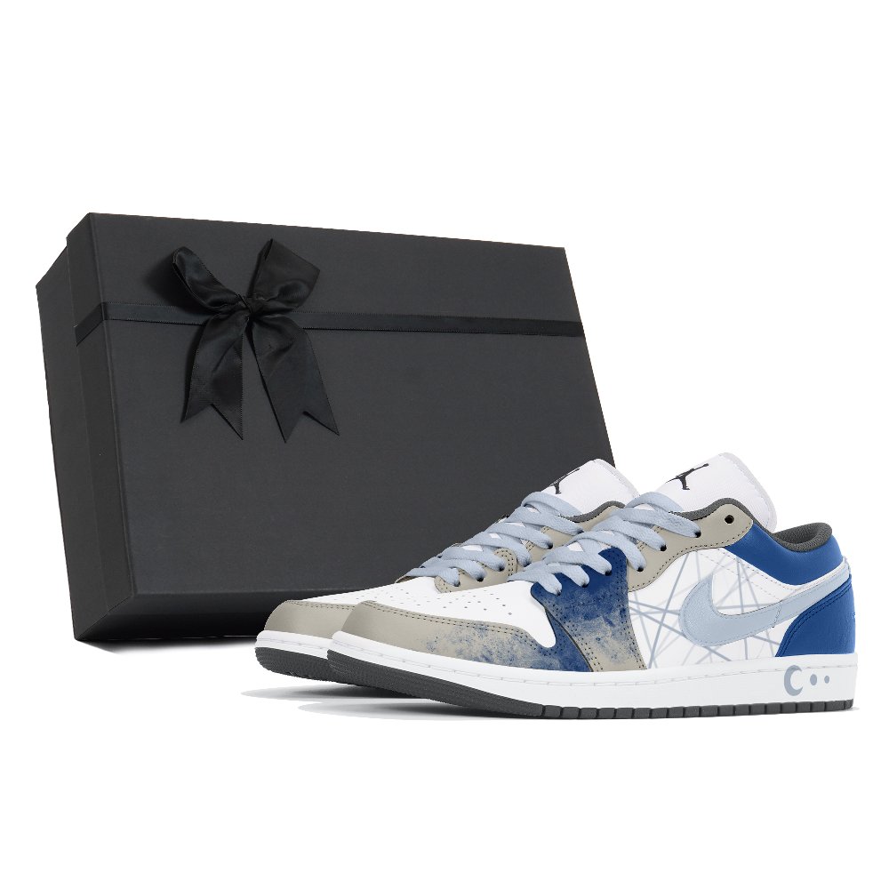 JORDAN Air Jordan 1 Vintage Basketball Shoes Unisex Low top Blue White Brown