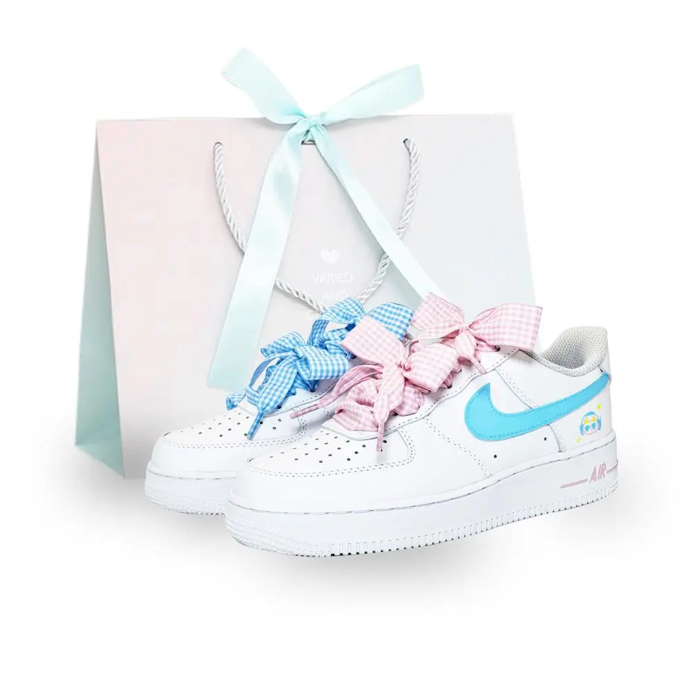 Nike Air Force 1 Berry Delight Pie Abrasion Resistant Low top Skateboard Shoes Unisex Pink Blue