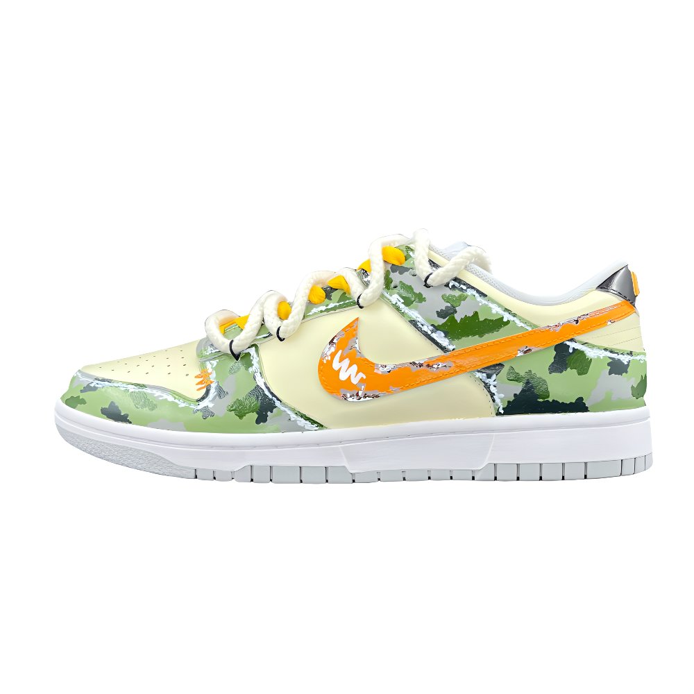Nike Dunk Anti Slip Wear Resistant Low Top Skateboard Shoes Men's Green Orange