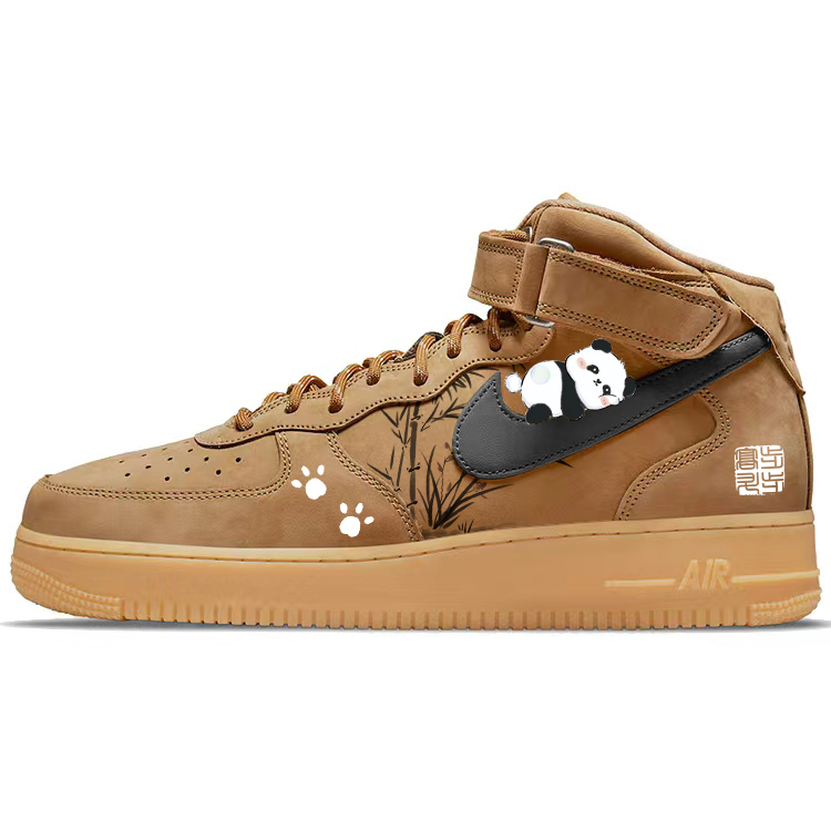Nike Air Force 1 Anti-Slip Wear-Resistant Low-Top Skateboard Shoes Unisex Brown White