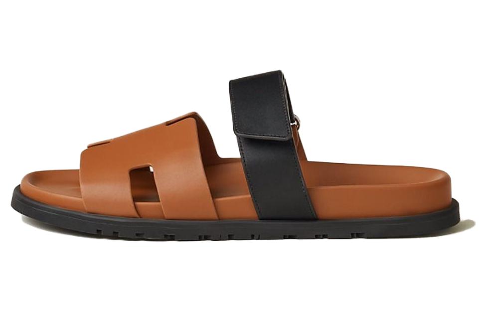 HERMES Slide Slippers Men Brown