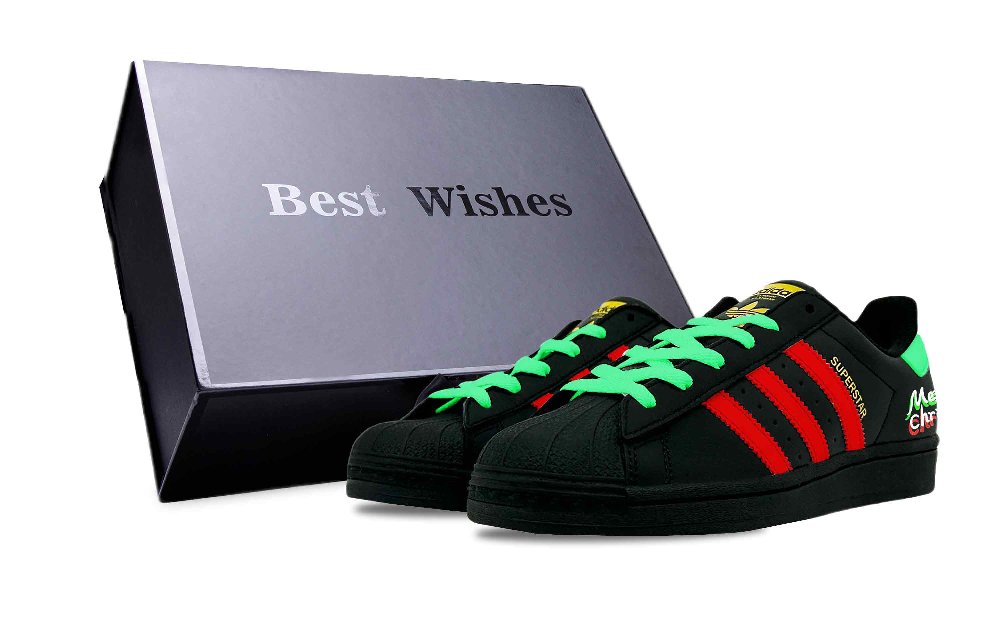Adidas Originals SUPERSTAR Slip Resistant Low Top Skateboard Shoes Unisex Black Green Red