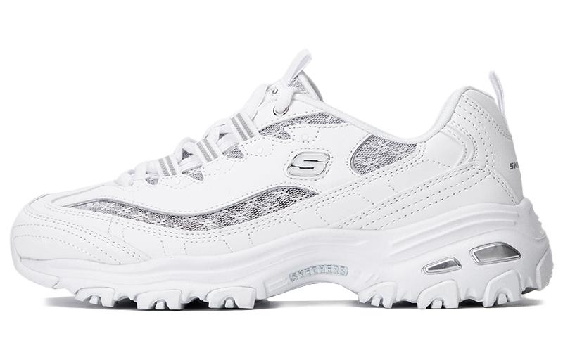 Skechers D'LITES 1.0 Low Top Chunky Sneakers Women's White Silver