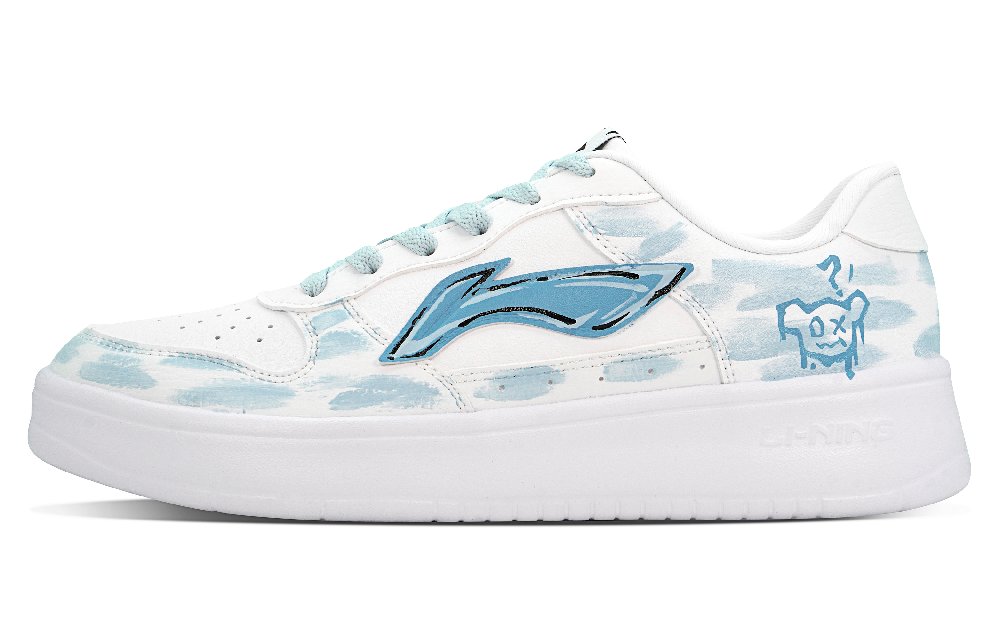 LiNing Pontoon Boats Coverage Height Increase Low Top Skateboard Shoes Men's White Blue