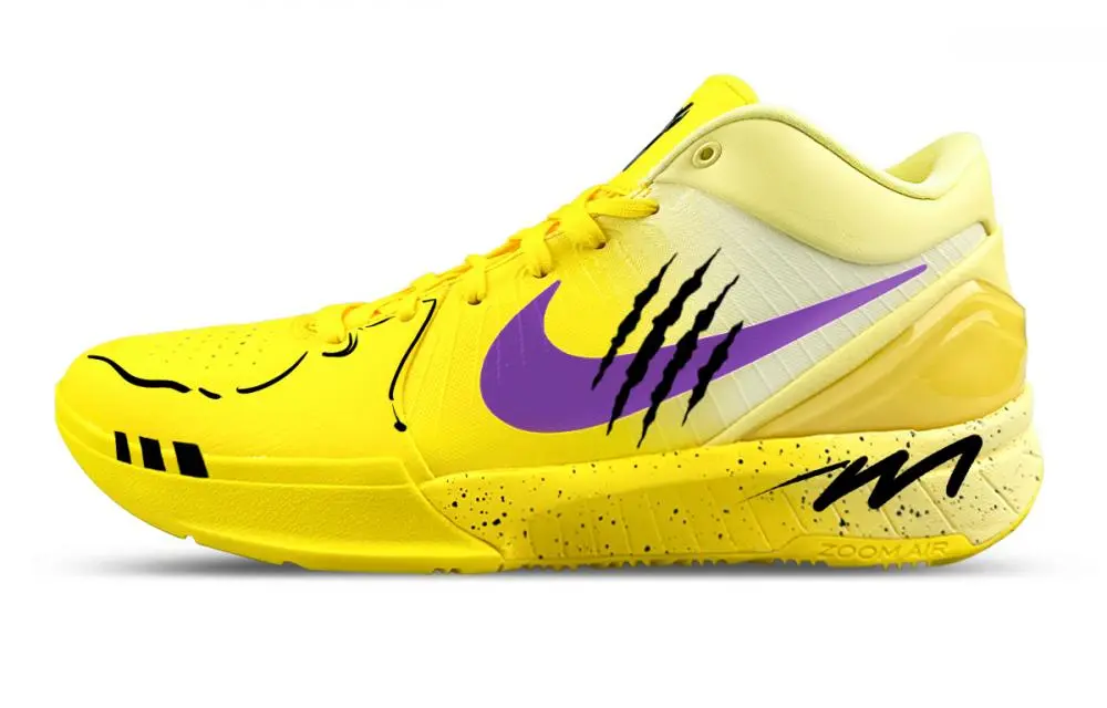 Nike Zoom Kobe 4 Abrasion Resistant Low top Basketball Shoes Unisex Yellow