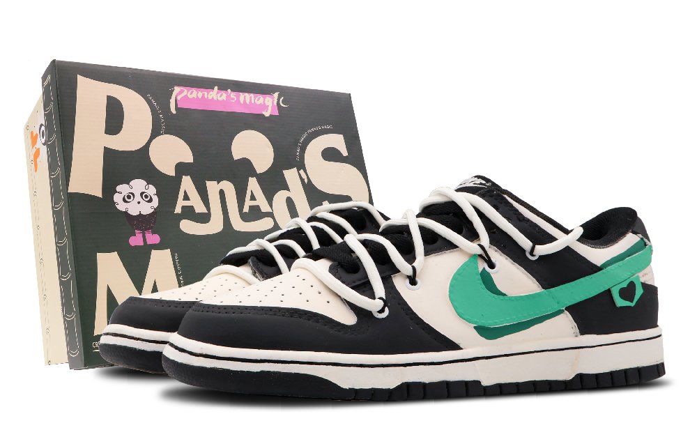 Nike Dunk Low Slip-Resistant Low-Top Skateboard Shoes Men's Black Green
