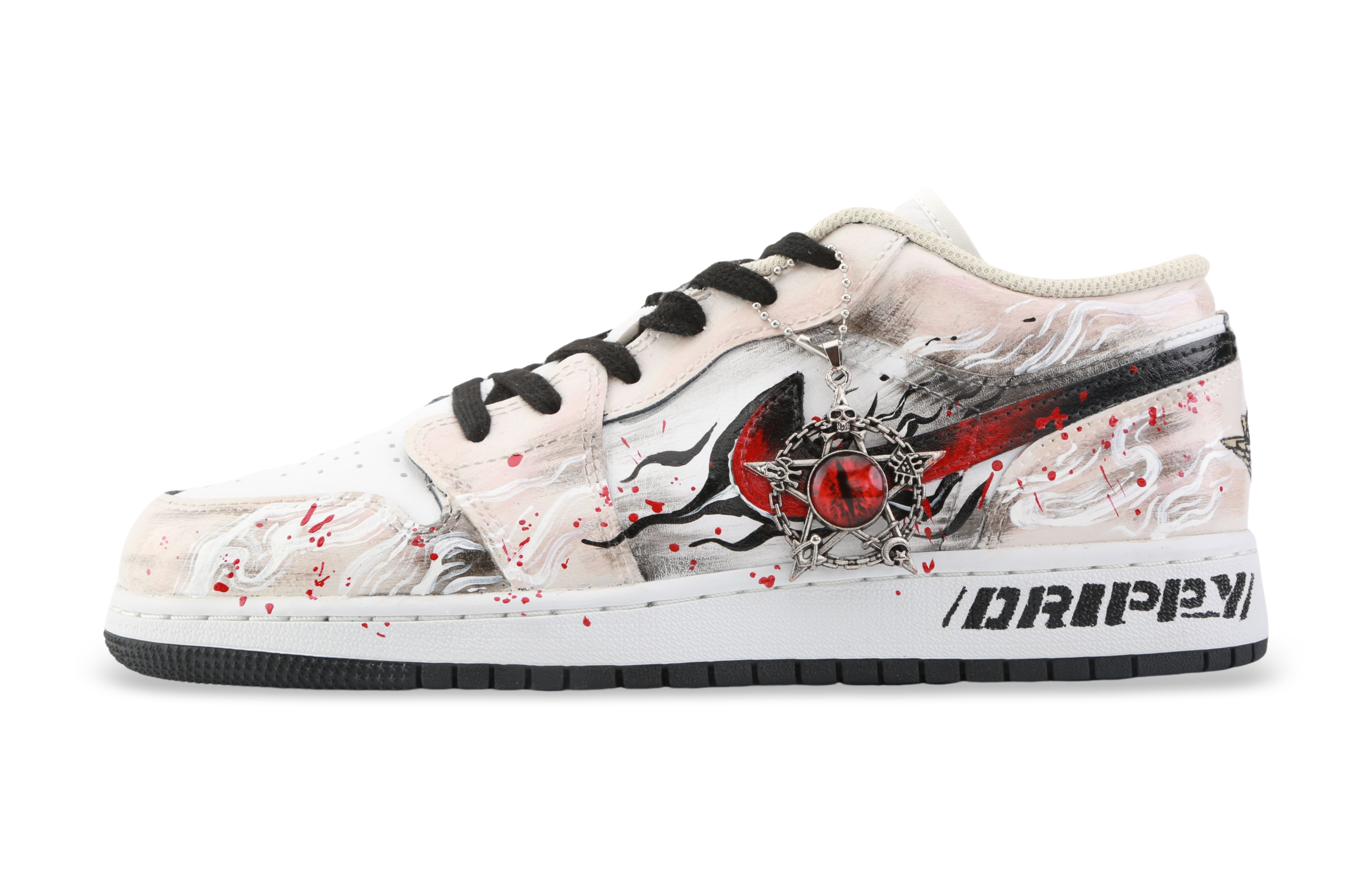 Jordan Air Jordan 1 Drippy Dragon Tribe Abrasion Resistant Low top Vintage Basketball Shoes Unisex Beige Black