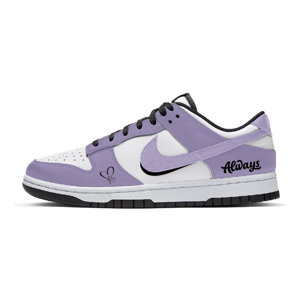 Nike Dunk Purple Charm Love Abrasion Resistant Low Top Skateboard Shoes Unisex Purple White
