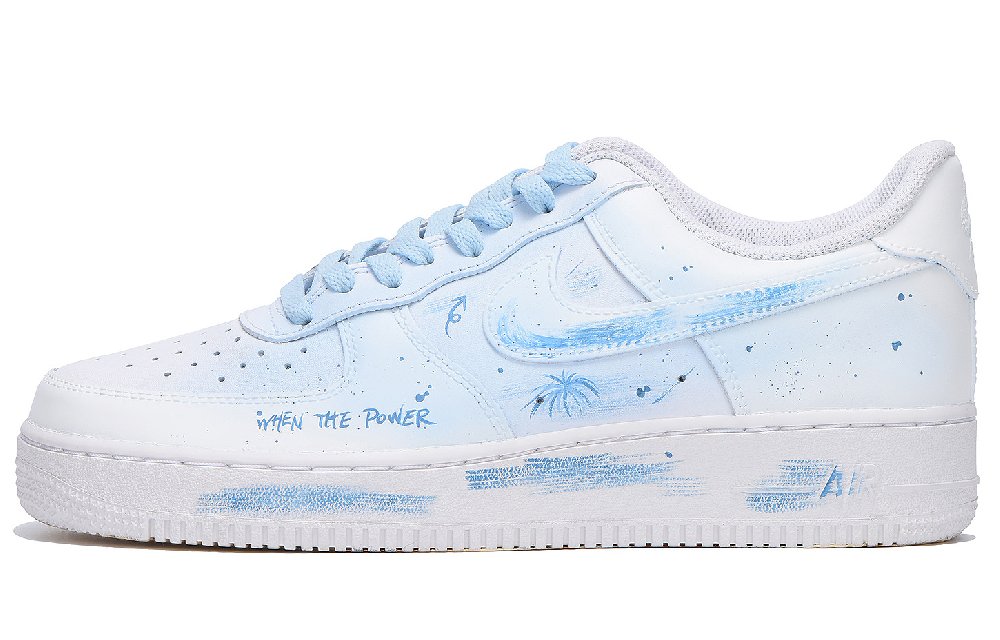 Nike Air Force 1 Coverage Slip Resistant And Abrasion Resistant Low Top Skateboard Shoes Unisex Blue White