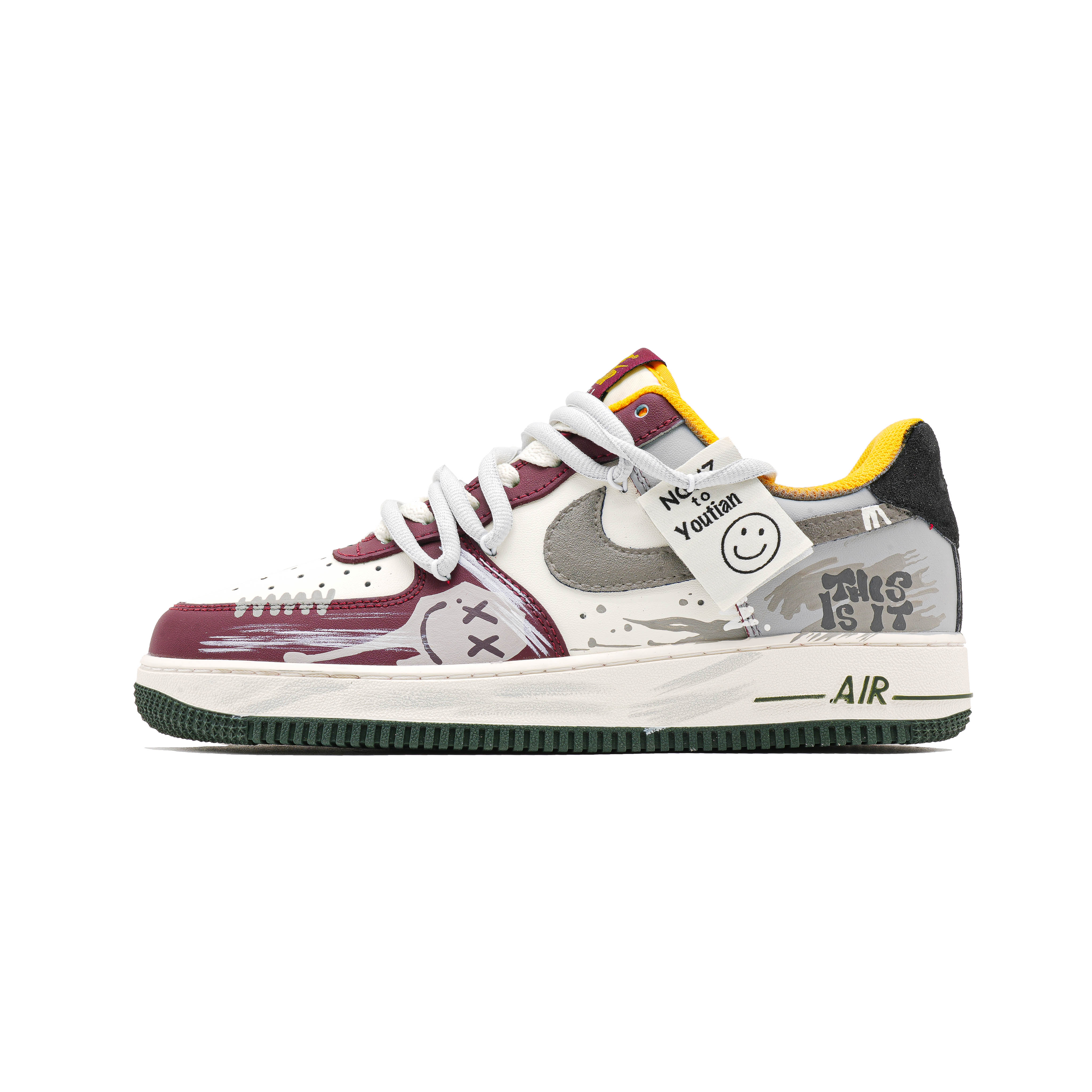 Nike Air Force 1 Cushioning, Wear Resistant Low Top Skateboard Shoes Men's Gray Brown