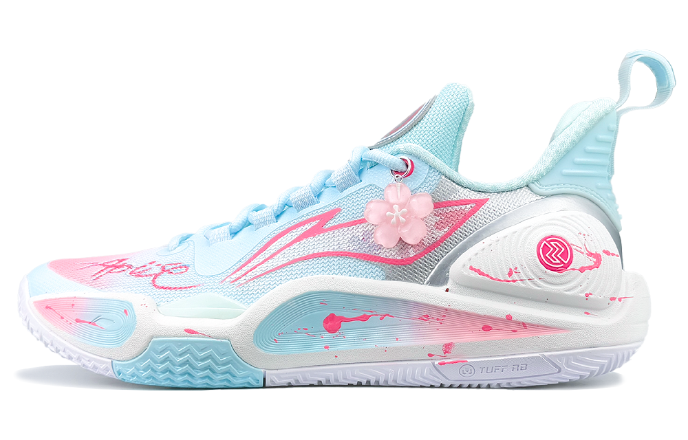 LiNing Speed 9 Shock Absorbers Slip Resistant Abrasion Resistant Low top Basketball Shoes Men's Blue Pink