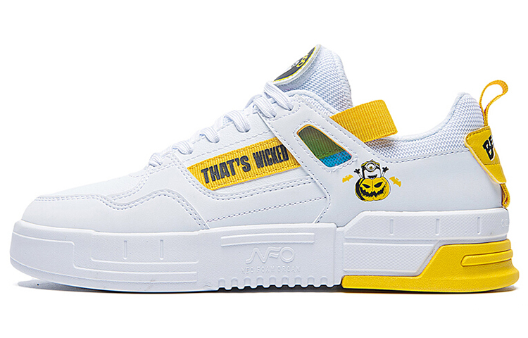 361° NFO Anti-Slip Wear-Resistant Low-Top Skateboard Shoes Women's White Yellow