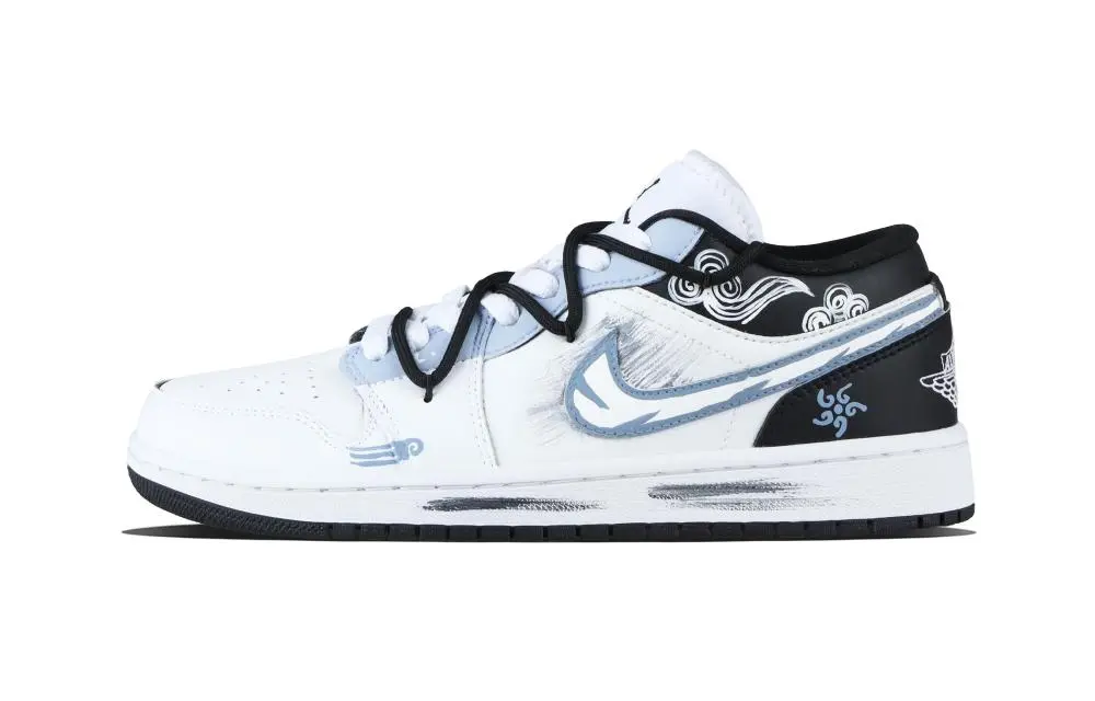 Jordan Air Jordan 1 Ink Dyed Clouds Low top Vintage Basketball Shoes Unisex Blue