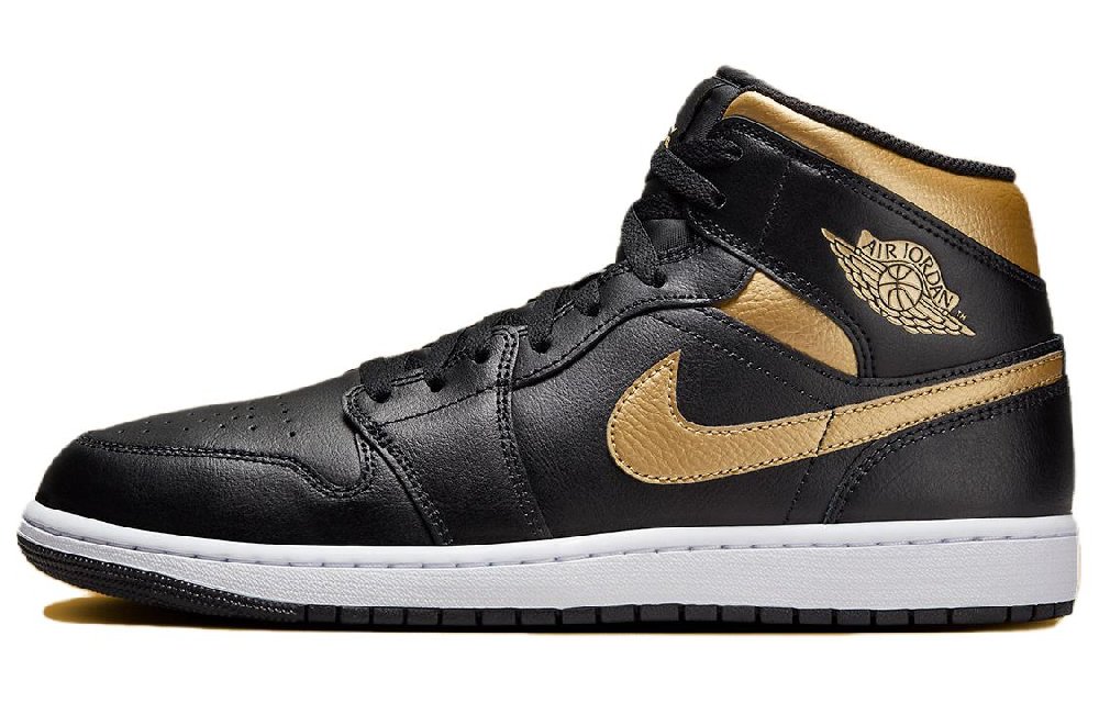 Jordan 1 Mid Black Metallic Gold