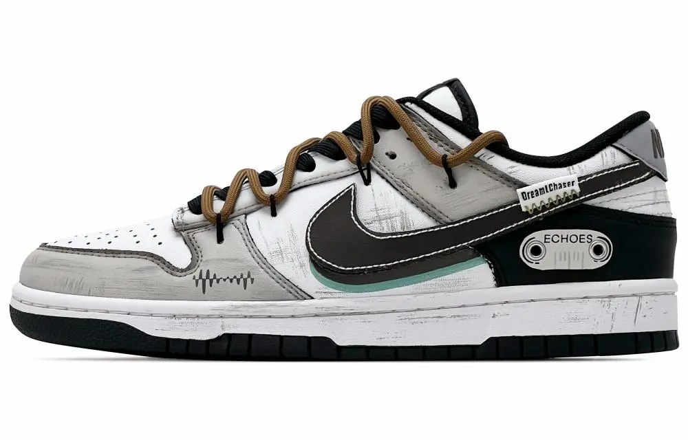 Nike Dunk Abrasion Resistant Slip Resistant Low top Skateboard Shoes Unisex Beige Brown White