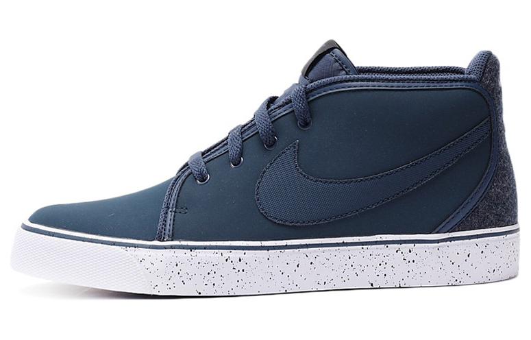 Nike Toki Leather Anti-Slip Wear-Resistant Mid-Top Skateboard Shoes Men's Dark Blue