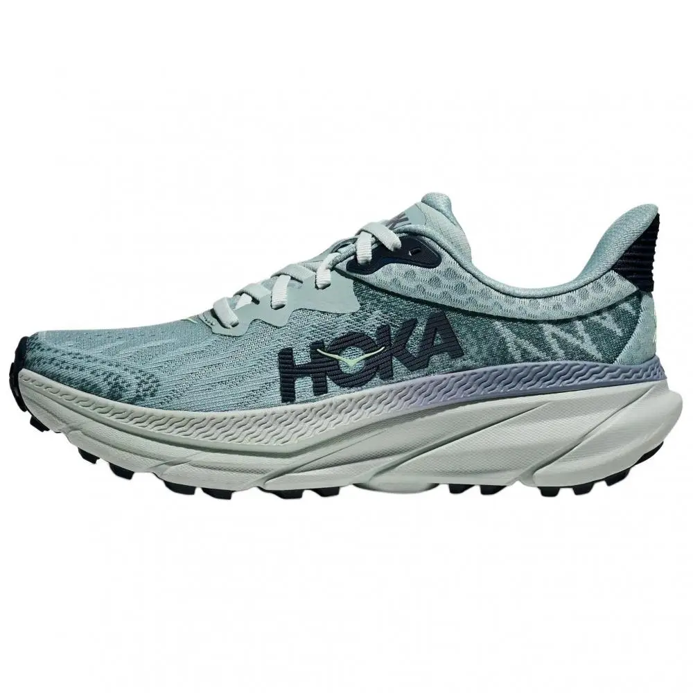 HOKA ONE ONE Challenger 7 Anti Slip Wear Resistant Low Top Trail Running Shoes Women's Gray Blue