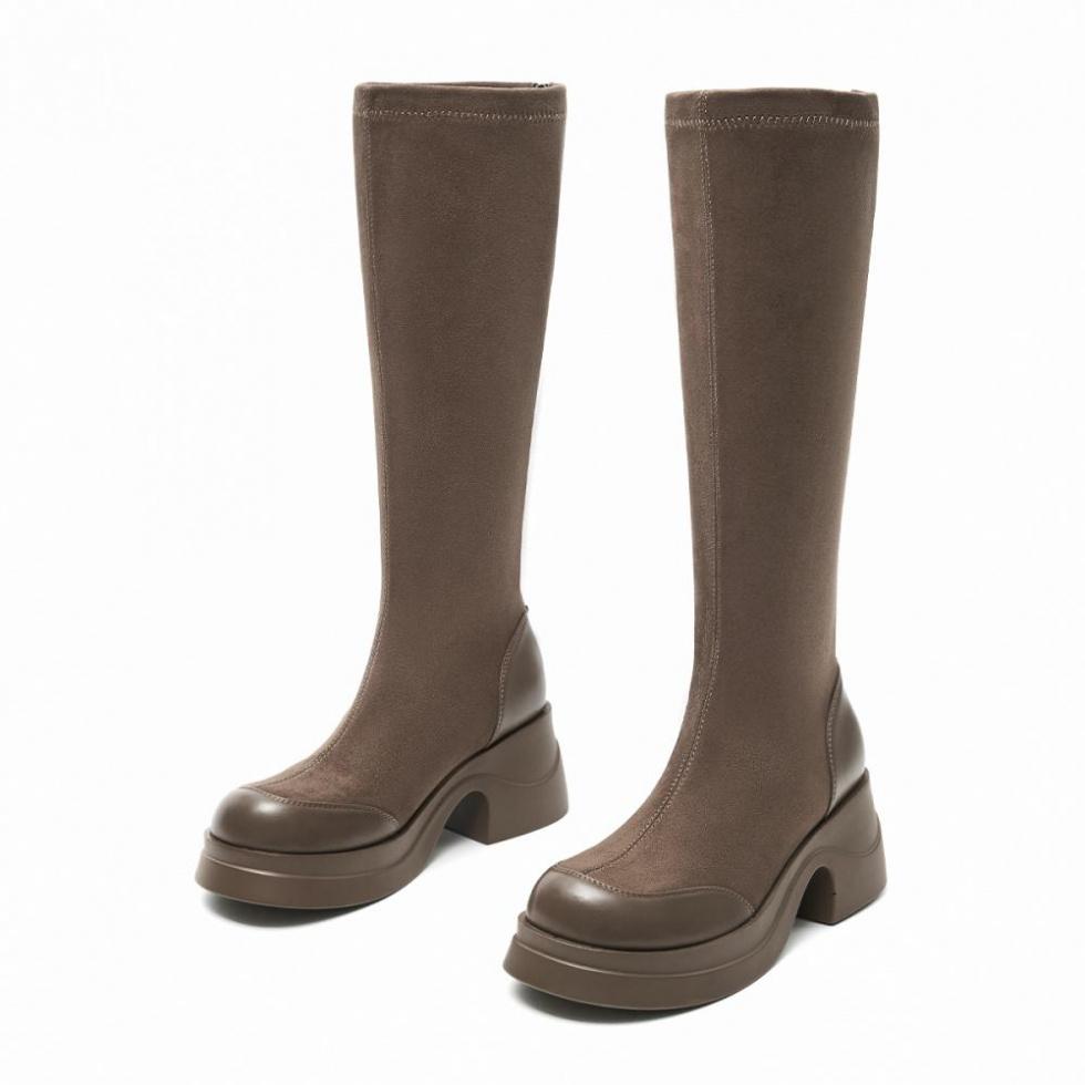 EBLAN Knee-high Boots Women's Khaki купить в интернет-магазине Yoocart с быстрой доставкой по России.
