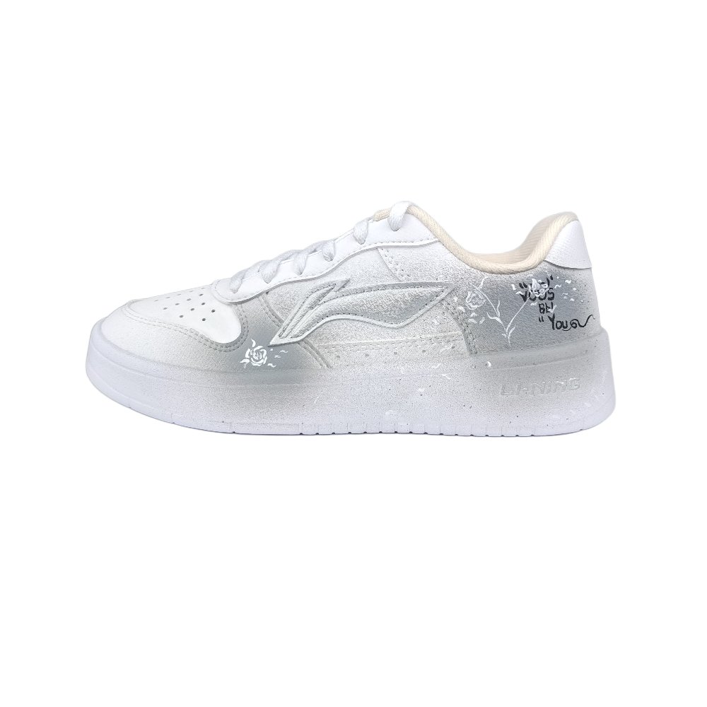 LiNing Pontoon Boats Slip Resistant Shock Absorbers Low Top Skateboard Shoes Unisex White Gray