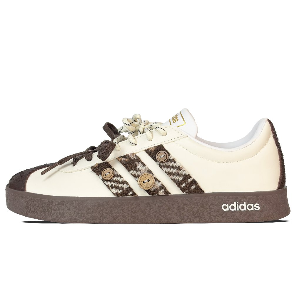 Adidas Neo VL Court 2.0 Abrasion Resistant Low Top Skateboard Shoes Unisex Beige Brown