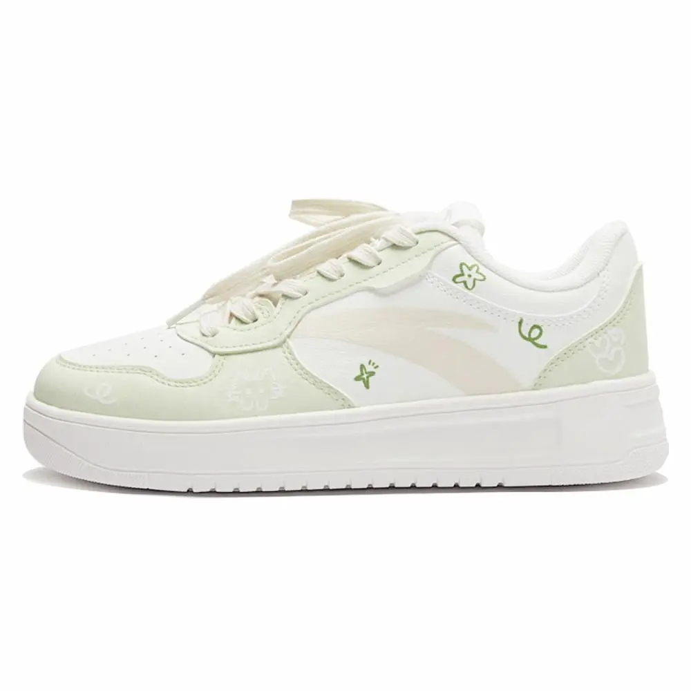 Anta Relaxed Abrasion Resistant Lightweight Slip Resistant Low top Skateboard Shoes Women's White Green