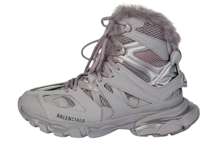 Balenciaga Track Hike Boots Faux Fur Grey