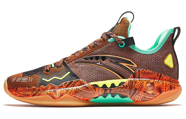 Anta Frenzy 5 Pro FOCUS Abrasion Resistant Low Top Basketball Shoes Men's Orange Green