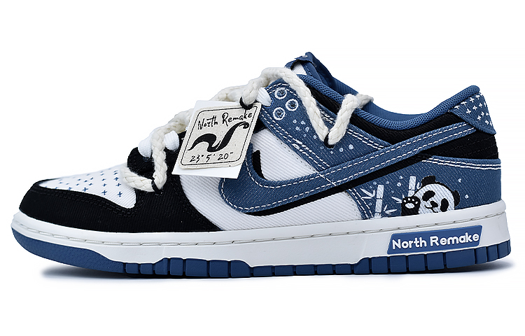 Nike Dunk Low Coverage Anti-Slip And Wear-Resistant Low-Top Skateboard Shoes Men's Black White Blue