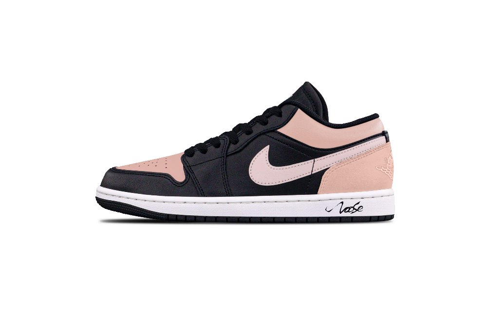 Jordan Air Jordan 1 Abrasion Resistant Low Top Vintage Basketball Shoes Unisex Black Pink