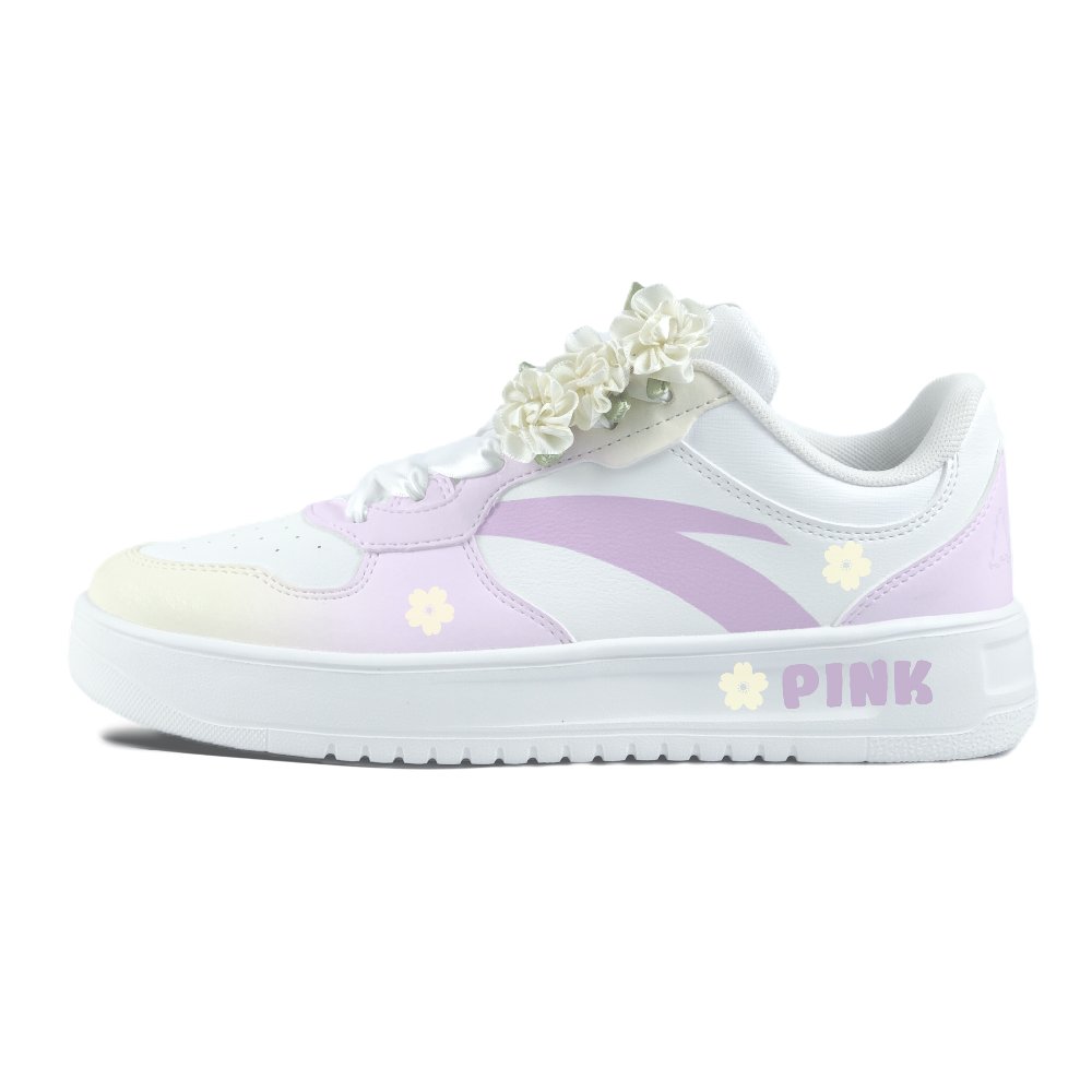 Anta Relaxed Anti Slip Wear Resistant Low Top Skateboard Shoes Unisex White Purple
