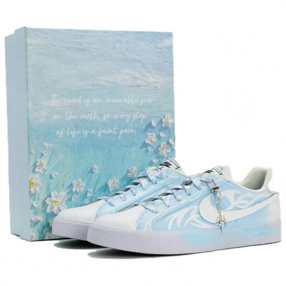 Nike Court Royale AC Sea Salt Feng Yin Box Included Abrasion Resistant Low top Skateboard Shoes Unisex Blue