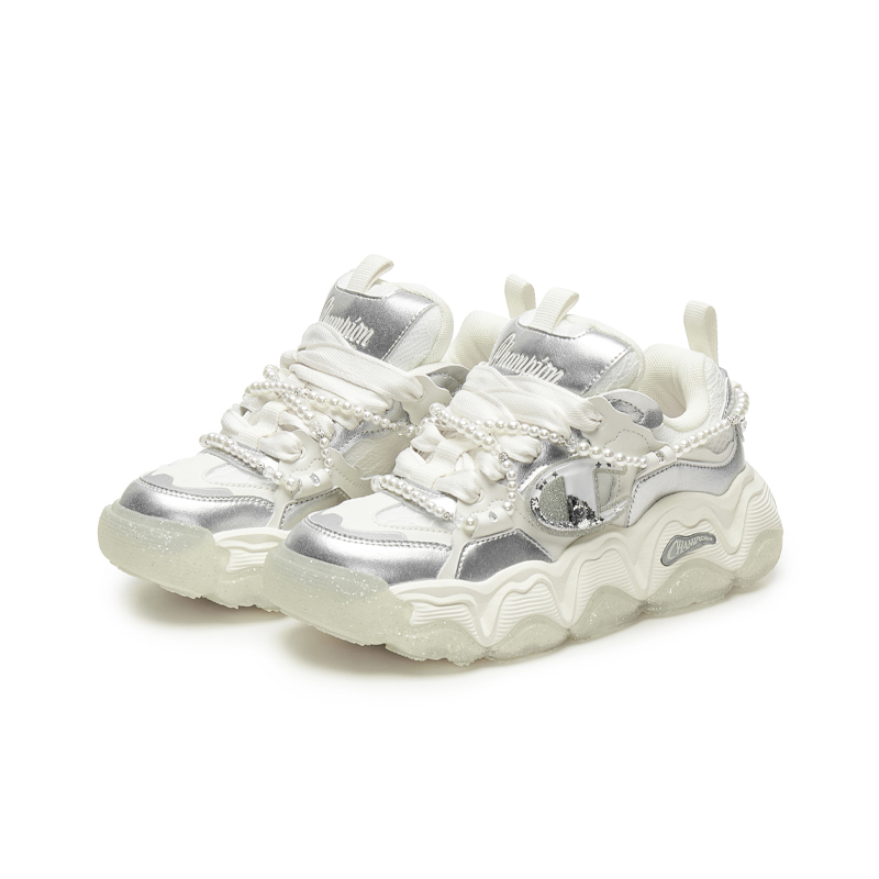 Champion Lava Cake Champ Lava Low-Top Chunky Sneakers Women's Silver White/Milk White