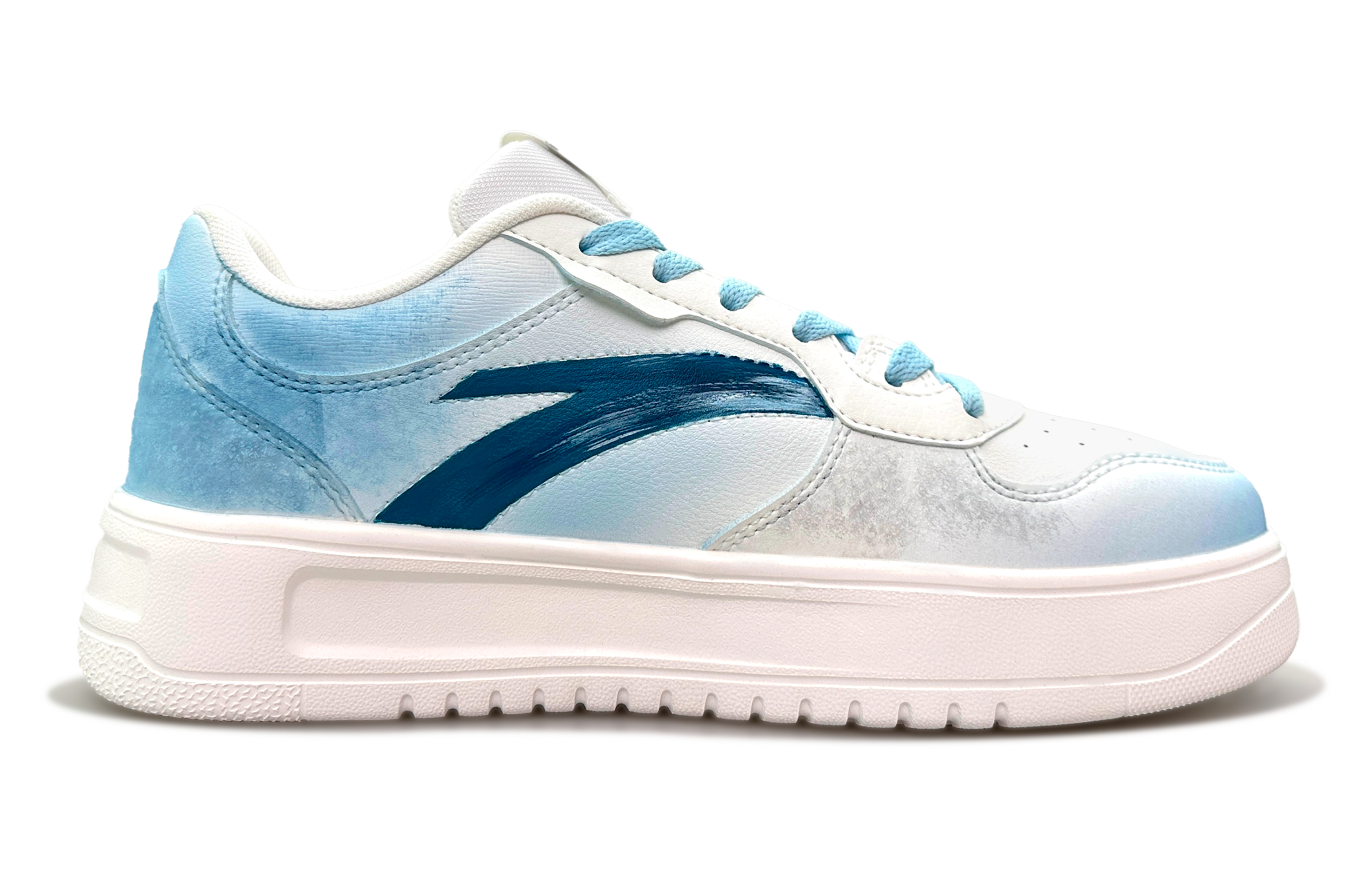 Anta Relaxed Slip Resistant, Abrasion Resistant, Lightweight Low Top Skateboard Shoes Unisex Blue White