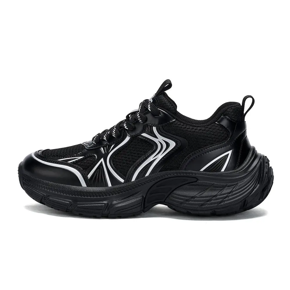 JEEP SPIRIT Black Warrior Abrasion Resistant Breathable Low top Chunky Sneakers Men's Graphite Black