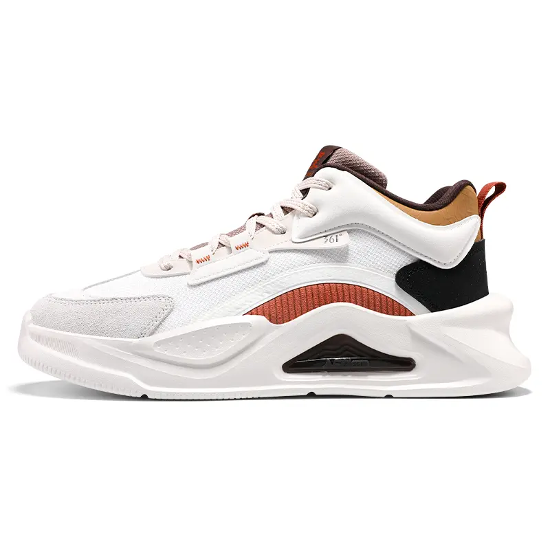 361° Jincheng Slip Resistant Height Increasing Mid top Skateboard Shoes Men's White Brown