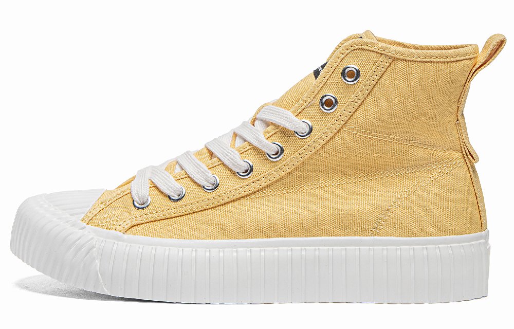 Kappa Anti Slip Wear Resistant High Top Skateboard Shoes Unisex Liquorice Yellow