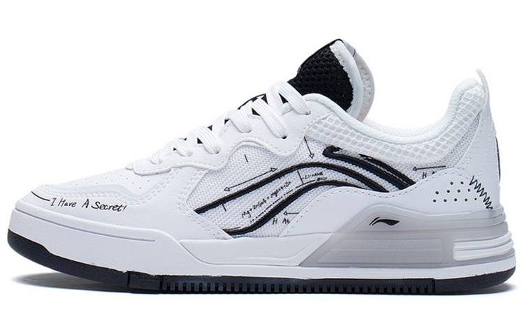 LiNing Wave V1 Anti-Slip Wear-Resistant Low-Top Skateboard Shoes Women's White Black