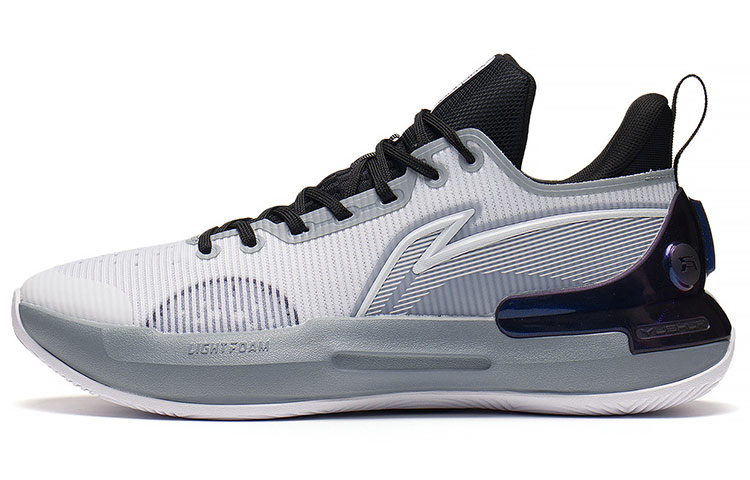 LiNing YuShuai Retro Durable Breathable Low-Top LIGHT FOAM;SYNCHRO-ADJUST SYSTEM Basketball Shoes White Gray
