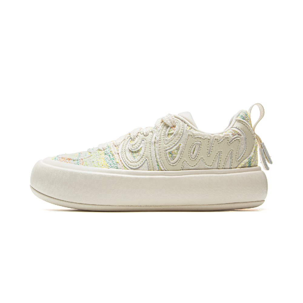 LiNing Puff Platform Coverage Anti-Slip And Wear-Resistant Low-Top Skateboard Shoes Women's Yellow Rice