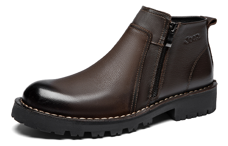 Jeep Casual Leather Shoes Men's High top Dark Brown купить в интернет-магазине Yoocart с быстрой доставкой по России.