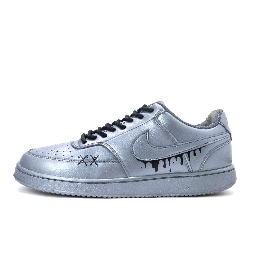 Nike Court Vision 1 Ink Silver Breeze Abrasion Resistant Low Top Skateboard Shoes Men's Silver Black