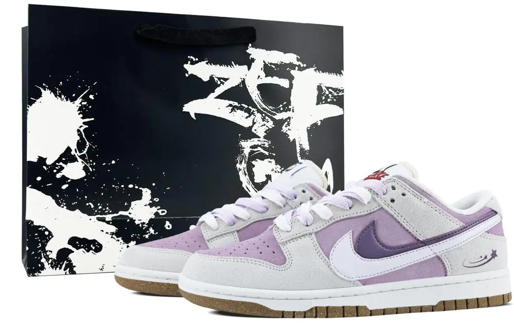 Nike Dunk Slip-Resistant Cushioning Wear-Resistant Low-Top Skateboard Shoes Women's Gray Purple White