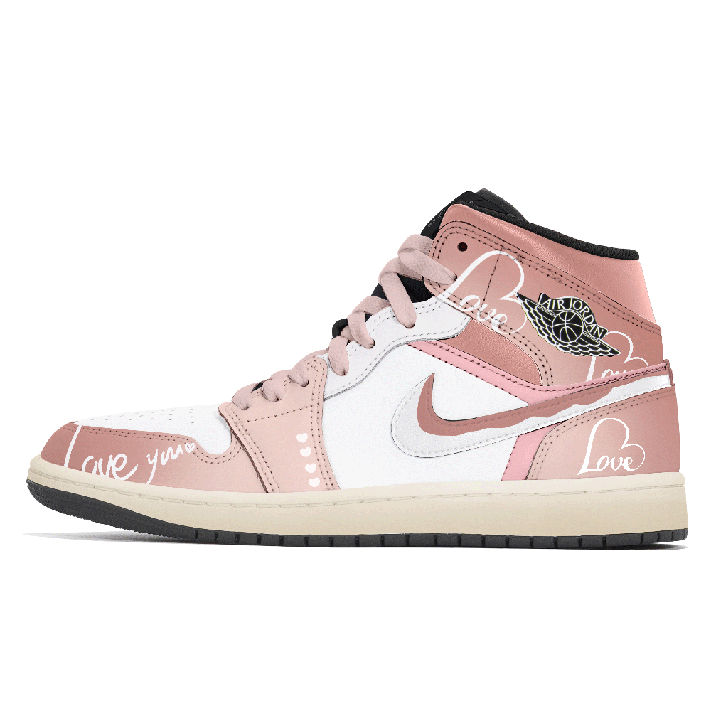 Jordan Air Jordan 1 Abrasion Resistant Mid Top Vintage Basketball Shoes Men's Pink